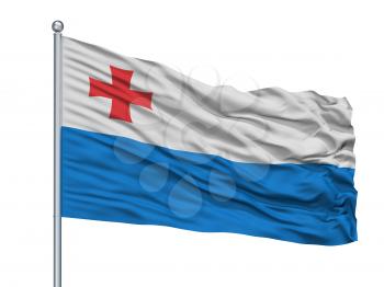 Tsalka Municipality City Flag On Flagpole, Country Georgia, Isolated On White Background