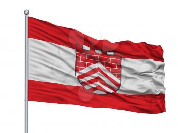 Borgholzhausen City Flag On Flagpole, Country Germany, Isolated On White Background