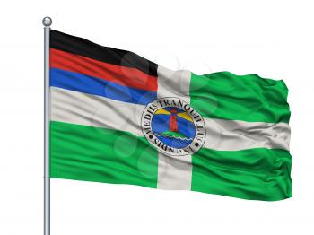 Borkum City Flag On Flagpole, Country Germany, Isolated On White Background