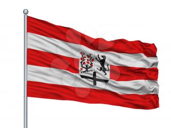 Delbruck City Flag On Flagpole, Country Germany, Isolated On White Background