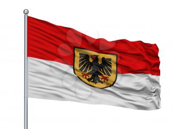 Dortmund City Flag On Flagpole, Country Germany, Isolated On White Background