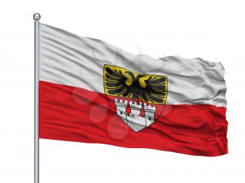 Duisburg Mit Wappen City Flag On Flagpole, Country Germany, Isolated On White Background