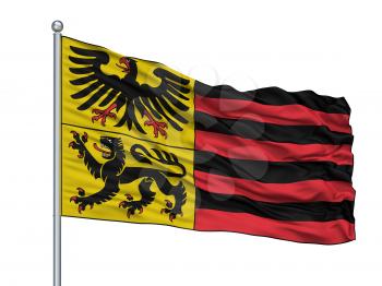 Duren City Flag On Flagpole, Country Germany, Isolated On White Background