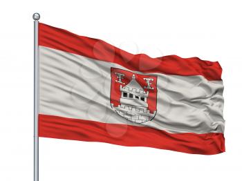 Isselburg City Flag On Flagpole, Country Germany, Isolated On White Background