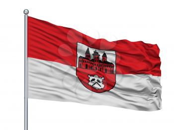 Johanngeorgenstadt City Flag On Flagpole, Country Germany, Isolated On White Background