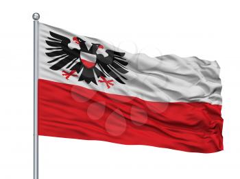 Lubeck City Flag On Flagpole, Country Germany, Isolated On White Background