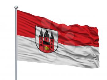 Marienmunster City Flag On Flagpole, Country Germany, Isolated On White Background