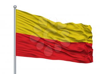Mulheim An Der Ruhr City Flag On Flagpole, Country Germany, Isolated On White Background