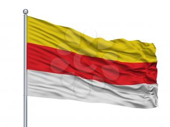 Munster Westfalen City Flag On Flagpole, Country Germany, Isolated On White Background