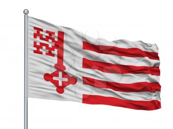 Soest City Flag On Flagpole, Country Germany, Isolated On White Background