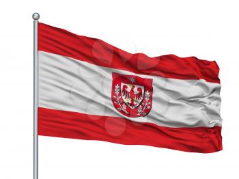 Teltow City Flag On Flagpole, Country Germany, Isolated On White Background