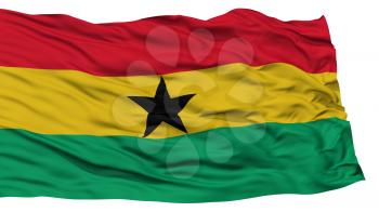 Isolated Ghana Flag, Waving on White Background, High Resolution