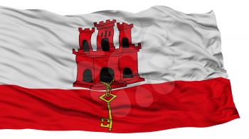 Isolated Gibraltar Flag, Waving on White Background, 3D Rendering