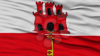 Closeup Gibraltar Flag, Waving in the Wind, High Resolution