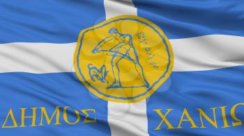 Chania City Flag, Country Greece, Closeup View, 3D Rendering