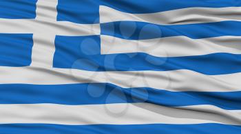 Closeup Greece Flag, Waving in the Wind, High Resolution