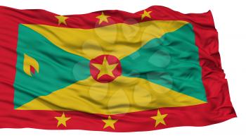 Isolated Grenada Flag, Waving on White Background, High Resolution
