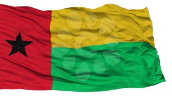 Isolated Guinea Bissau Flag, Waving on White Background, High Resolution