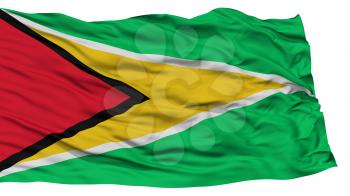 Isolated Guyana Flag, Waving on White Background, High Resolution