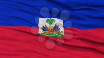 Closeup Haiti Flag, Waving in the Wind, High Resolution