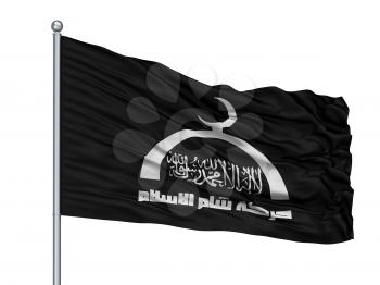 Harakat Sham Al Islam Flag On Flagpole, Isolated On White Background, 3D Rendering