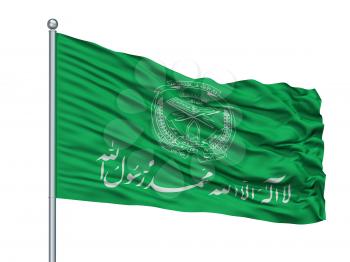 Hezbi Islami Gulbuddin Flag On Flagpole, Isolated On White Background, 3D Rendering