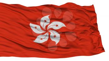 Isolated Hong Kong Flag, Waving on White Background, High Resolution