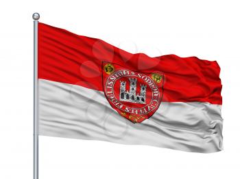 Hun Sopron City Flag On Flagpole, Country Hungary, Isolated On White Background