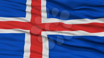 Closeup Iceland Flag, Waving in the Wind, 3D Rendering