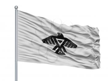 Anishinabe Indian Flag On Flagpole, Isolated On White Background, 3D Rendering