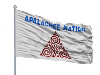 Apalachee Nation Indian Flag On Flagpole, Isolated On White Background, 3D Rendering