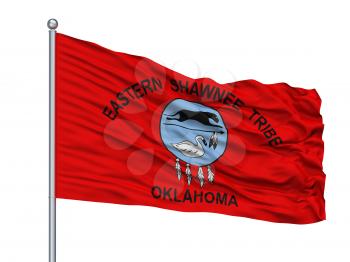 Eastern Shawnee Tribe Of Oklahoma Indian Flag On Flagpole, Isolated On White Background, 3D Rendering