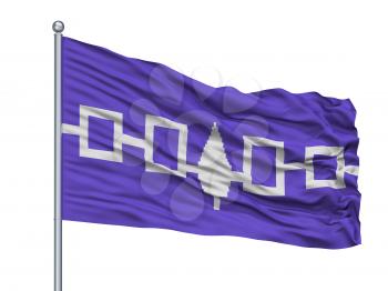 Iroquois Confederacy Indian Flag On Flagpole, Isolated On White Background, 3D Rendering