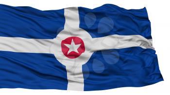 Isolated Indianapolis Flag, Capital of Indiana State, Waving on White Background, High Resolution