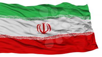 Isolated Iran Flag, Waving on White Background, High Resolution
