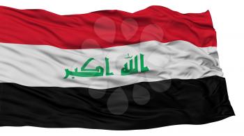 Isolated Iraq Flag, Waving on White Background, High Resolution