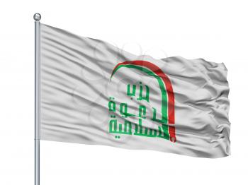 Islamic Dawa Party Flag On Flagpole, Isolated On White Background, 3D Rendering