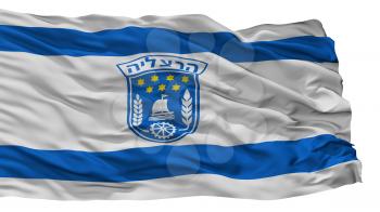 Herzliya City Flag, Country Israel, Isolated On White Background, 3D Rendering