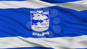 Holon City Flag, Country Israel, Closeup View, 3D Rendering