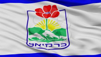 Karmiel City Flag, Country Israel, Closeup View, 3D Rendering