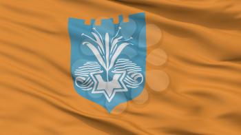 Netanya City Flag, Country Israel, Closeup View, 3D Rendering