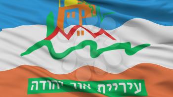 Or Yehuda City Flag, Country Israel, Closeup View, 3D Rendering