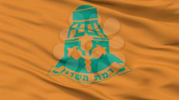 Ramat Hasharon City Flag, Country Israel, Closeup View, 3D Rendering
