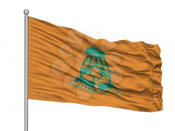 Ramat Hasharon City Flag On Flagpole, Country Israel, Isolated On White Background