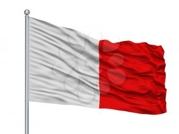 Bari City Flag On Flagpole, Country Italy, Isolated On White Background