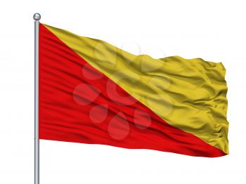 Palermo City Flag On Flagpole, Country Italy, Isolated On White Background