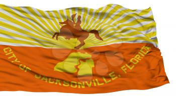 Isolated Jacksonville City Flag, City of Florida State, Waving on White Background, High Resolution