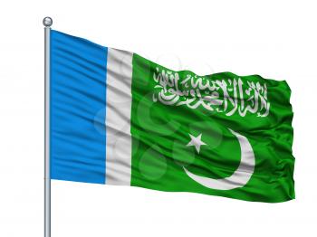 Jamaat E Islami Pakistan Flag On Flagpole, Isolated On White Background, 3D Rendering