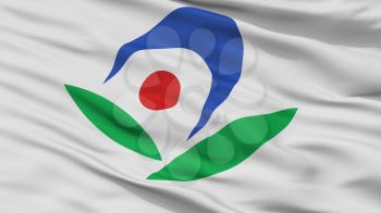 Akiruno City Flag, Country Japan, Tokyo Prefecture, Closeup View, 3D Rendering