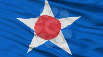 Asahikawa City Flag, Country Japan, Hokkaido Prefecture, Closeup View, 3D Rendering